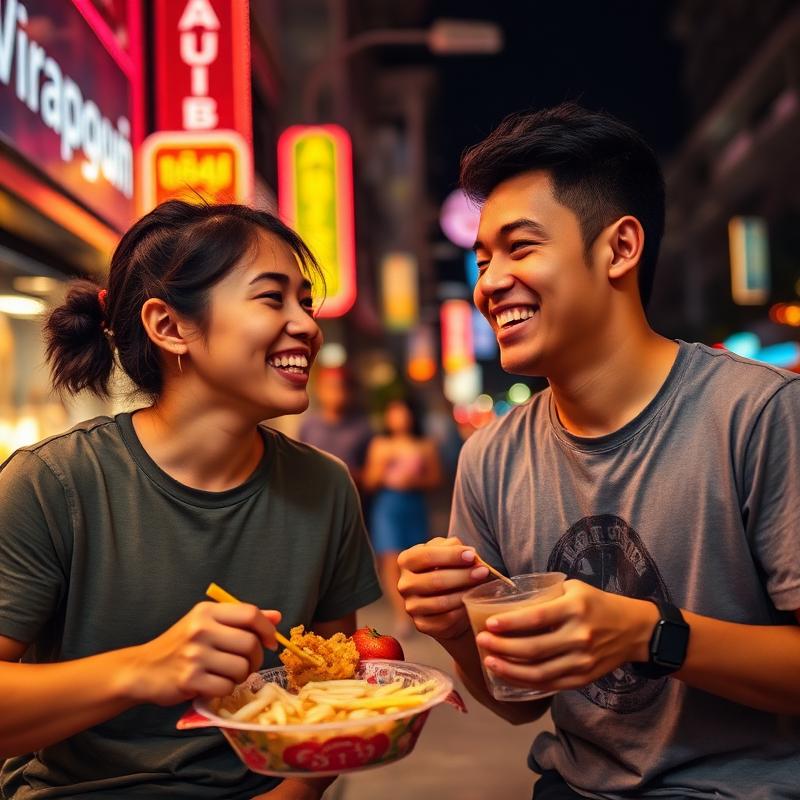 Street food date at night