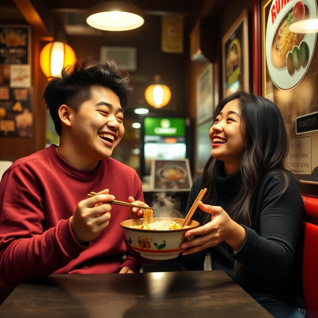 Paolo and Bea sharing ramen